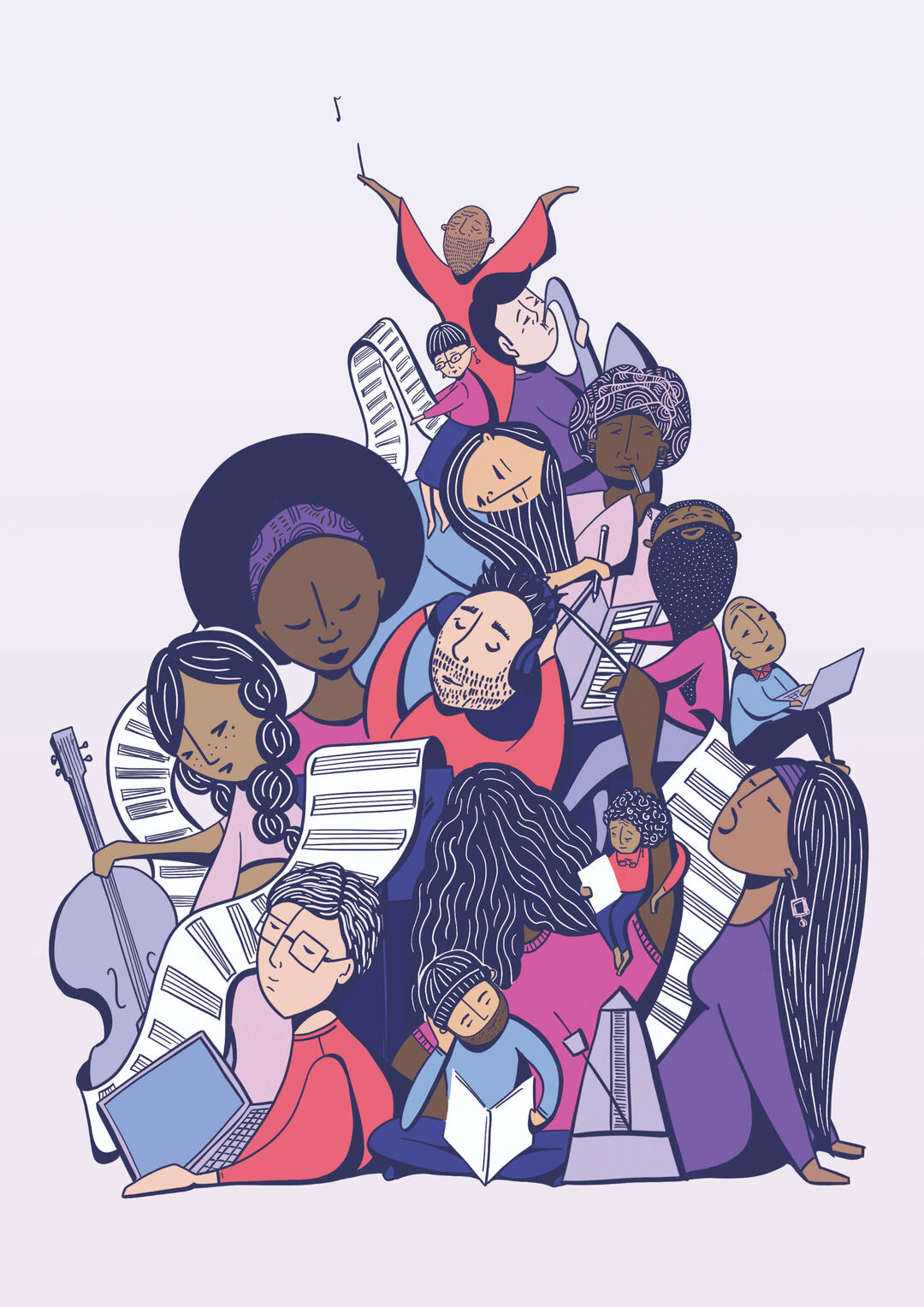 Illustration of music students